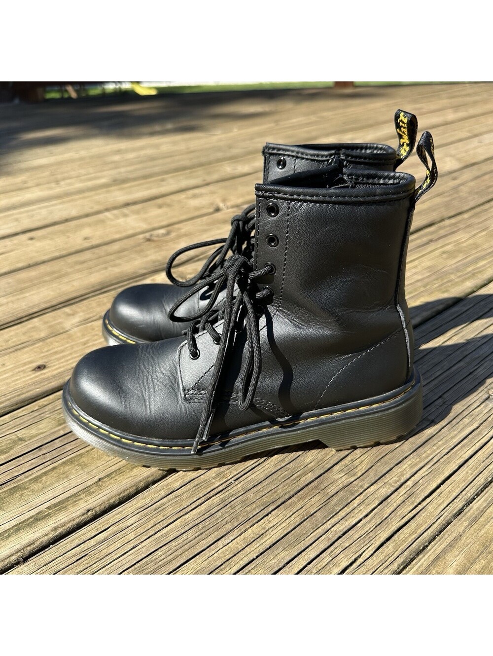 Doc Dr. Martens 1460 Original 8 Eye Leather Boots Size 6  Black Combat Biker
